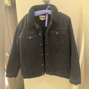 Madewell sherpa lined black jean jacket size medium